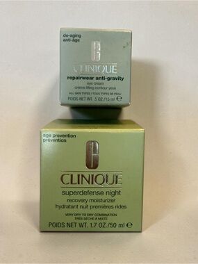 Clinique Superdefense Night + Repairwear Anti-Gravity Eye Cream 2pc Set NEW